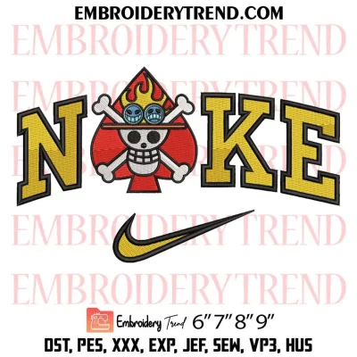 Spade Pirates Logo x Nike Embroidery Design, One Piece Anime Machine Embroidery Digitized Pes Files