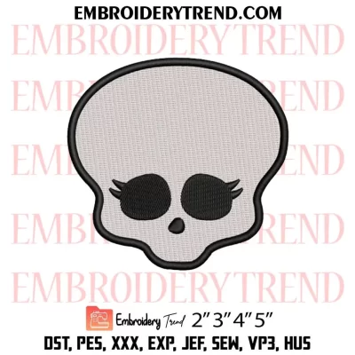 Cleo Head Monster High Embroidery Design, Halloween Skull Machine Embroidery Digitized Pes Files