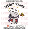 Spooky Season Snoopy Pumpkin Embroidery Design, Snoopy and Woodstock Halloween Machine Embroidery Digitized Pes Files