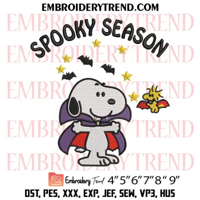 Spooky Season Snoopy Embroidery Design, Funny Halloween Cartoon Machine Embroidery Digitized Pes Files