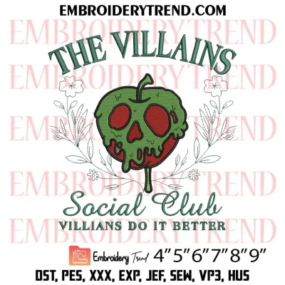 The Villains Social Club Villains Do It Better Embroidery Design, Halloween Machine Embroidery Digitized Pes Files