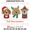 Christmas Dogs ‘Tis The Season Embroidery Design, Cute Dogs Xmas Machine Embroidery Digitized Pes Files