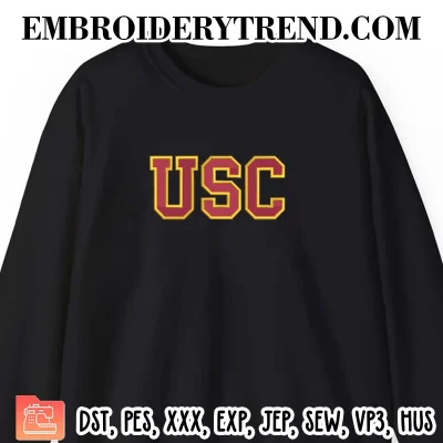 USC Logo Football Embroidery Design, NCAA USC Trojans Machine Embroidery Digitized Pes Files