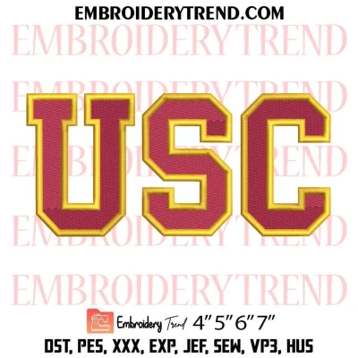 USC Trojans Est 1880 Embroidery Design, NCAA Team Logo Machine Embroidery Digitized Pes Files