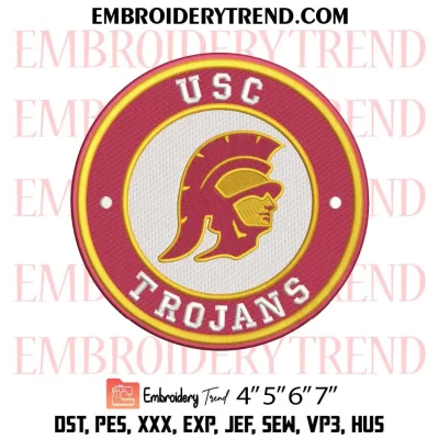 USC Trojans Circle Logo Embroidery Design, NCAA Team Machine Embroidery Digitized Pes Files