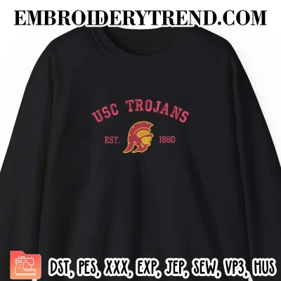 USC Trojans Est 1880 Embroidery Design, NCAA Team Logo Machine Embroidery Digitized Pes Files