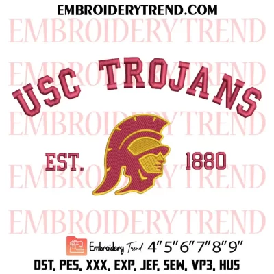 USC Trojans Heart Embroidery Design, Trojans Football Logo Machine Embroidery Digitized Pes Files