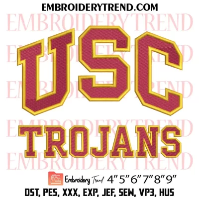 USC Trojans Est 1880 Embroidery Design, NCAA Team Logo Machine Embroidery Digitized Pes Files