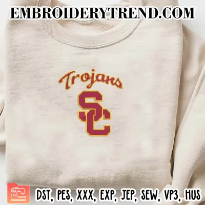 USC Trojans Logo Embroidery Design, NCAA Football Team Machine Embroidery Digitized Pes Files