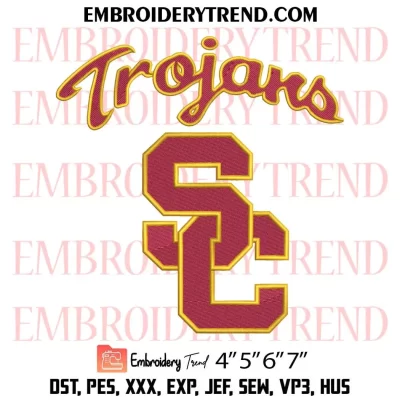 USC Trojans Circle Logo Embroidery Design, NCAA Team Machine Embroidery Digitized Pes Files