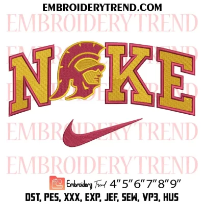 USC Trojans Heart Embroidery Design, Trojans Football Logo Machine Embroidery Digitized Pes Files