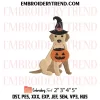 Witch Husky Dog Pumpkin Embroidery Design, Dog Halloween Machine Embroidery Digitized Pes Files