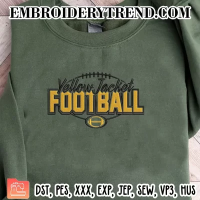 Yellow Jacket Football Embroidery Design, Sport Machine Embroidery Digitized Pes Files