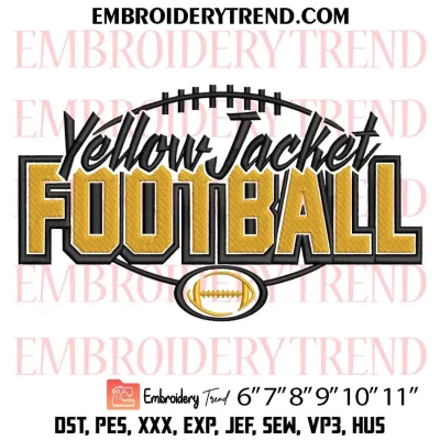 Yellow Jacket Football Embroidery Design, Sport Machine Embroidery Digitized Pes Files