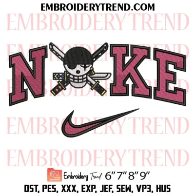 Bonney Pirate Logo x Nike Embroidery Design, One Piece Anime Machine Embroidery Digitized Pes Files