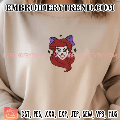 Ariel Pennywise Halloween Embroidery Design, Disney Halloween Machine Embroidery Digitized Pes Files