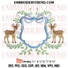 Royal Swan Bow Wreath Crest Frame Banner Embroidery Design, Monogram Crest Frame Machine Embroidery Digitized Pes Files