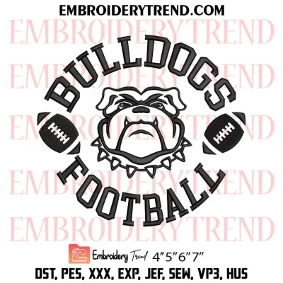 Bulldogs Football Embroidery Design, Sport Machine Embroidery Digitized Pes Files