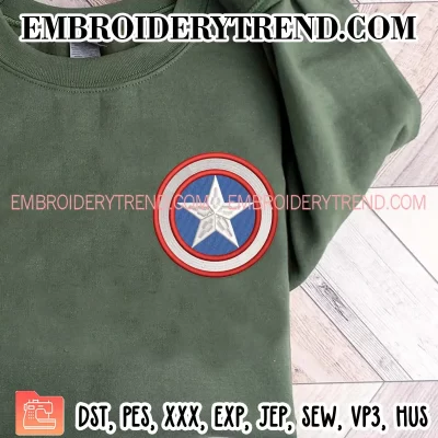 Captain America Logo Embroidery Design, Marvel Movie Machine Embroidery Digitized Pes Files