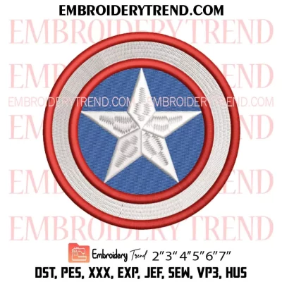 Captain America Logo Embroidery Design, Marvel Movie Machine Embroidery Digitized Pes Files