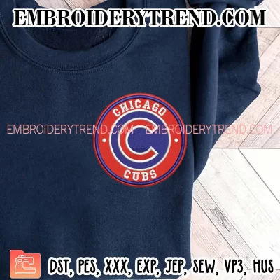 Chicago Cubs Circle Logo Embroidery Design, MLB Team Machine Embroidery Digitized Pes Files