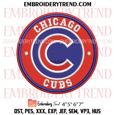 Chicago Cubs Circle Logo Embroidery Design, MLB Team Machine Embroidery Digitized Pes Files