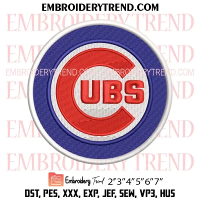 Chicago Cubs Circle Logo Embroidery Design, MLB Team Machine Embroidery Digitized Pes Files