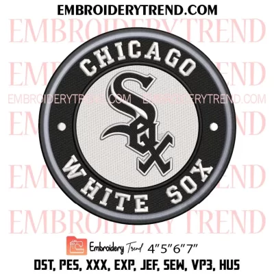 Chicago White Sox Circle Logo Embroidery Design, MLB Team Machine Embroidery Digitized Pes Files