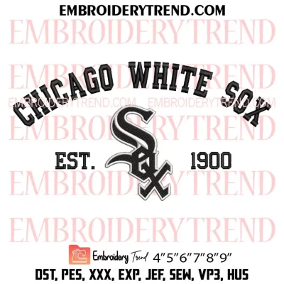 Chicago White Sox Est 1900 Embroidery Design, MLB Baseball Machine Embroidery Digitized Pes Files