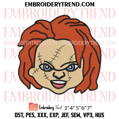 Tiffany Face Embroidery Design, Horror Movie Halloween Machine Embroidery Digitized Pes Files