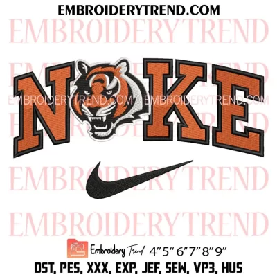 Nike Cincinnati Bengals Embroidery Design, NFL Machine Embroidery Digitized Pes Files