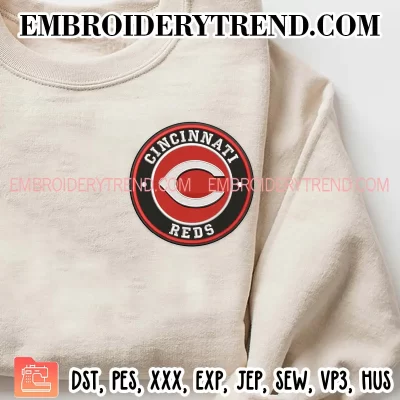 Cincinnati Reds Circle Logo Embroidery Design, MLB Team Machine Embroidery Digitized Pes Files