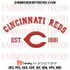 Cincinnati Reds Circle Logo Embroidery Design, MLB Team Machine Embroidery Digitized Pes Files