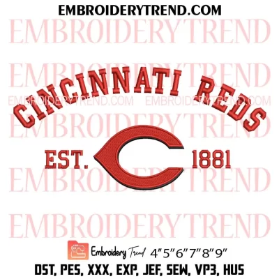 MLB Cincinnati Reds Love Embroidery Design, Baseball Machine Embroidery Digitized Pes Files