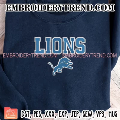 Detroit Lions Football Embroidery Design, Logo NFL Machine Embroidery Digitized Pes Files