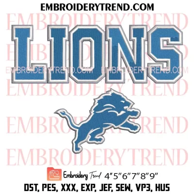 Detroit Lions Football Embroidery Design, Logo NFL Machine Embroidery Digitized Pes Files