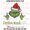 Grinch Santa Claus Middle Finger Embroidery Design, Funny Grinch Christmas Machine Embroidery Digitized Pes Files