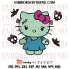 Boo Hello Kitty Skeleton Embroidery Design, Halloween Kitty Machine Embroidery Digitized Pes Files