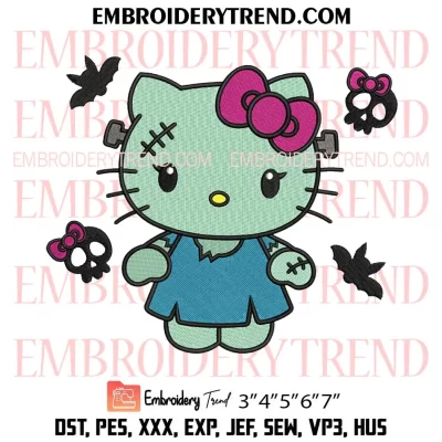 Frankenstein Kitty Halloween Embroidery Design, Horror Halloween Machine Embroidery Digitized Pes Files