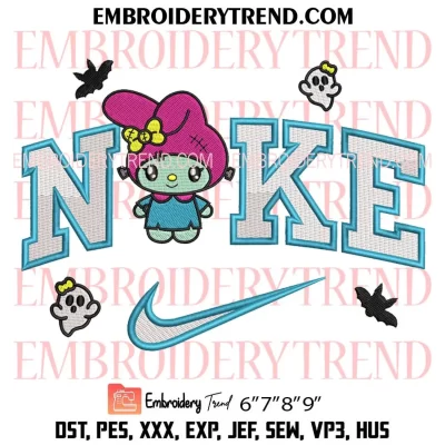 Frankenstein My Melody x Nike Embroidery Design, Sanrio Melody Halloween Machine Embroidery Digitized Pes Files