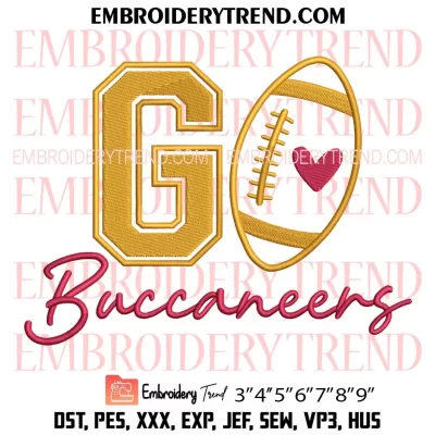 Go Buccaneers Football Embroidery Design, Tampa Bay Buccaneers Machine Embroidery Digitized Pes Files