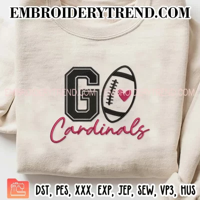 Go Cardinals Football Embroidery Design, Arizona Cardinals Machine Embroidery Digitized Pes Files