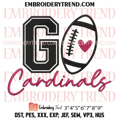 Go Cardinals Football Embroidery Design, Arizona Cardinals Machine Embroidery Digitized Pes Files