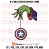 Grinch Hand Holding Spider Man Ornament Embroidery Design, Marvel Christmas Machine Embroidery Digitized Pes Files