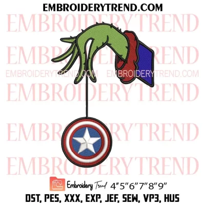 Grinch Hand Holding Superman Ornament Embroidery Design, Marvel Christmas Machine Embroidery Digitized Pes Files