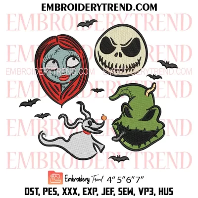 Halloween Nightmare Friends Embroidery Design, Nightmare Before Christmas Machine Embroidery Digitized Pes Files