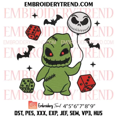 Halloween Oogie Boogie Jack Balloon Embroidery Design, Nightmare Before Christmas Machine Embroidery Digitized Pes Files