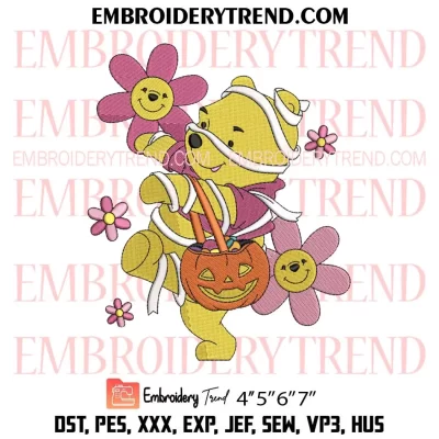 Halloween Pooh Embroidery Design, Disney Mummy Pooh Funny Machine Embroidery Digitized Pes Files