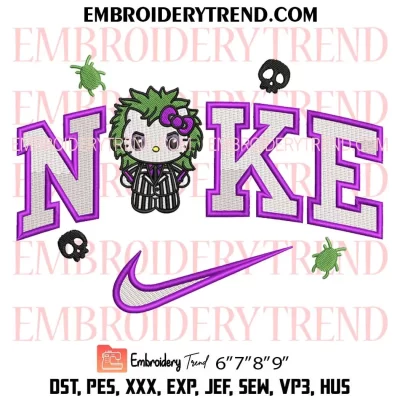 Hello Kitty Chucky x Nike Embroidery Design, Dripping Funny Halloween Machine Embroidery Digitized Pes Files