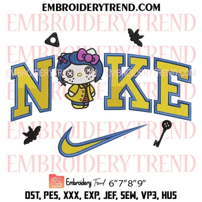 Hello Kitty Coraline x Nike Embroidery Design, Halloween Machine Embroidery Digitized Pes Files